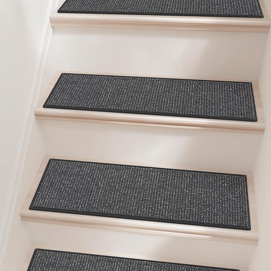 BEQHAUSE Stair Treads for Wooden Steps 28inX9in, Carpet Stair Treads Non Slip Indoor, Machine Washable Stair Runners for Kids Elders and Pets, Carpet for Stair Rugs Mat, TPE Backing, 1pcs, Charcoal