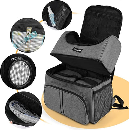 Dog Bags for Traveling Pet Diaper Bag Airline Approved Dog Food Travel Bag with 2 Food Storage Containers Bag Pet Camping Essentials Hiking Accessories Gift Gray
