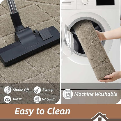 BEQHAUSE Dirt Trapper Door Mat 32" x 48", Doormat Non-Slip Entryway Rugs Washable, Dog Door Mat Stain Resistant and Absorbent Welcome Floor Mat for Front Back Door, Mud Wet Shoes & Paws, Beige