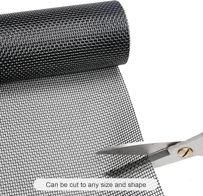 Pet Proof Window Screen Replacement Adjustable Thicken Charcoal Fiberglass Screen Mesh Dog Cat Net for Patio Porch Sliding Door (40"X40")