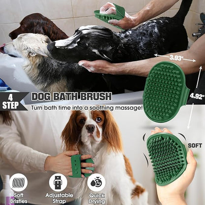 Dog Slicker Brush for Dogs Grooming Kit 4PCS | Large Dog Brush for Goldendoodles Poodles Doodles | Long Pin Haired Brush | Poodle Brushes and Comb (Green)