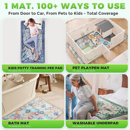 Hompet 2 Pack Super Absorbent Lightweight Dog Door Mat, Washable Pee Pads for Dogs, Reusable Puppy Training Pads, Quick Dry Non-Slip Pet Entryway Rug, Leak-Proof Potty Pad for Indoor Floors, 35"x60"