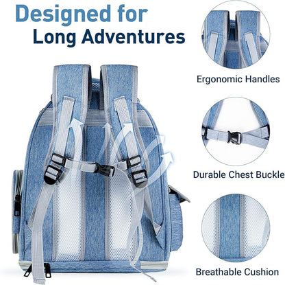 Pawstrip Cat Backpack Carrier with Large Space Bubble Window, Airline Approved Breathable Pet Carrier for Small Dogs Cats up to 15lbs, Foldable for Travel Hiking & Outdoor Use