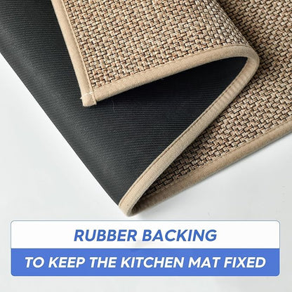Artoid Mode Washable Non-Skid Kitchen Rugs and Mats Set of 2, Rubber Backing Absorbent Kitchen Mats for Floor Front of Sink Hallway - 17x29 and 17x60 Inch