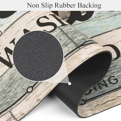 Pauwer Laundry Room Rug Runner 20"x60" Waterproof Rubber Laundry Mat Non Slip Kitchen Mats for Floor Washable Floor Mat Runner Rug for Farmhouse Mudroom Washroom Bathroom Decor