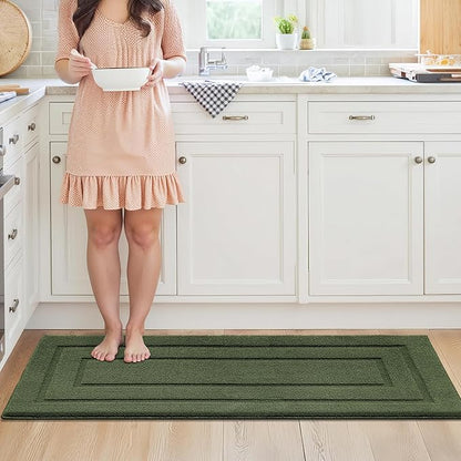 GRANNY SAYS Kitchen Mats for Floor Resist Dirt Kitchen Rugs Non Slip Washable, Large Rug Runner for Sink Laundry Thick Durable Polypropylene Comfort Standing, 59" x 19.7", Green