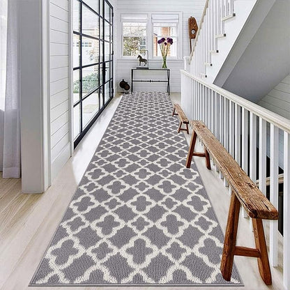 U'Artlines Extra Long Runner Rug for Hallway 2'8" x 12' Non Slip Kitchen Floor Carpet Runners Grey Geometric Pattern Machine Washable Area Rug for Entryway Bathroom