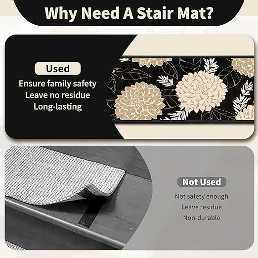 Non-Slip Carpet Stair Treads 7PCS, 8"x30" Peel and Stick Stair Runner for Wooden Steps Indoor, Washable Reusable Adhesive Backing, Pet-Friendly Safety Mats for Kids, Elders, Dogs