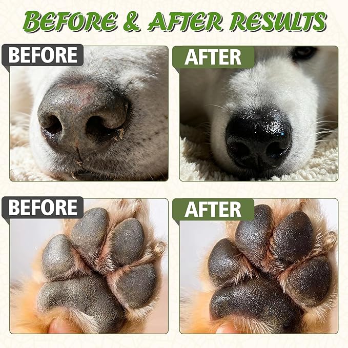 Yeardera Dog Paw Balm & Nose Balm, Lick-Safe & Moisturizing | All-Natural Moisturizer & Soother for Dry | Deep Repair for Dry, Cracked Paws | Horse Hoof and Joint Care Friendly (Value Size 2.12oz)