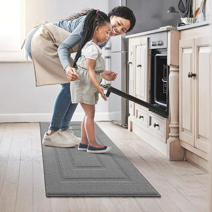 GRANNY SAYS Kitchen Mats for Floor, 47 x 20, Kitchen Rugs Non Slip Washable, Thick Runner Rugs Floor Mats for Sink, Laundry, Long Kitchen Carpet Non Skid, Grey