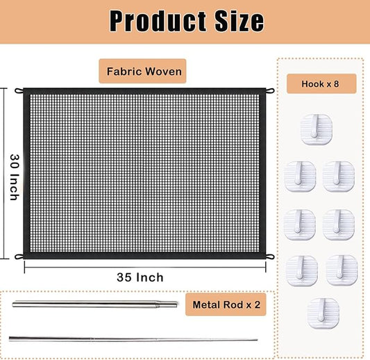 Mesh Dog Gate for Pets, Magic Pet Gate for The House, Portable Indoor Puppy Safety Fence Guard for Stairs and Doorways, Easy Install Anywhere, 35" W x 30" H, 8 Hooks