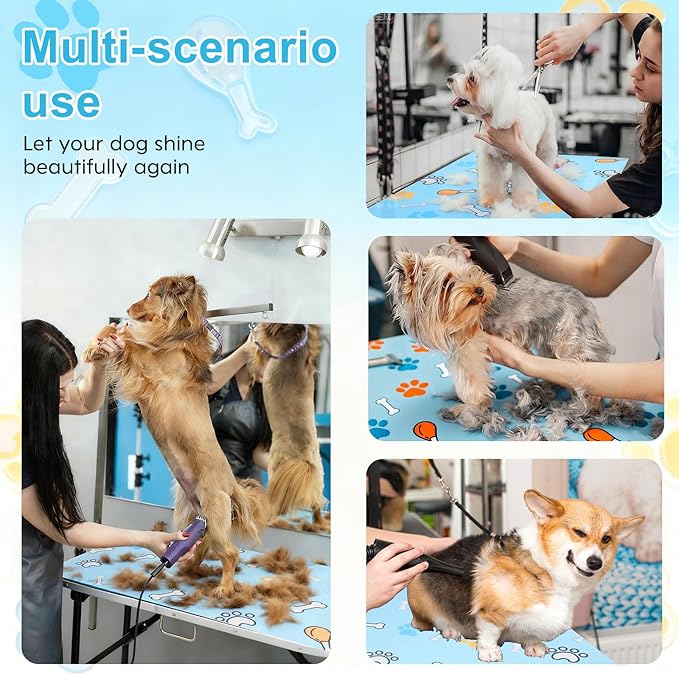 Dog Grooming Table Mat Pad Non-Slip - 23.62 x 15.75 Inch, Pet Grooming Table Mat for Grooming Dogs at Home, Pet Salon Bath Mat for Pets Grooming Table, Fit for Dog & Cat Enthusiasts