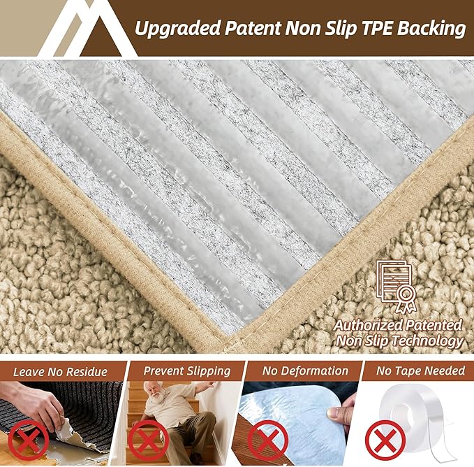 COSY HOMEER Stair Treads for Wooden Steps 9"x28",Washable Non Slip Carpet Stair Treads with Reusable Residue Free Backing Soft Peel and Stick Stair Runner Rugs for Kids Elders Pets,Warm Beige,4pcs