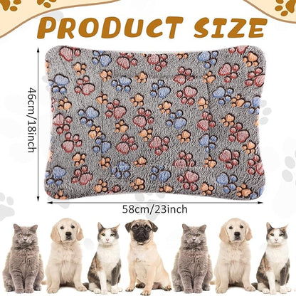 Tuanse 4 Pack Ultra Soft Dog Cat Bed Mat Small Animal Guinea Pig Bed with Cute Print Reversible Fleece Dog Crate Kennel Pad Cozy Washable Thickened Hamster Pet Beds Mat(23 x 18 Inches,Gray)