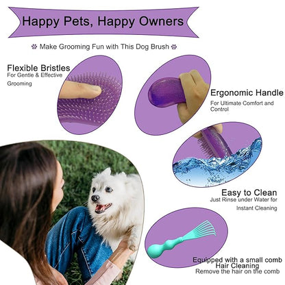 Gentle Grooming Puppy Brush with Gift Box ， Fit for Small Dog ， Yorkie, Shih Tzu, Maltipoo, Maltese and Pomeranian ，Toy Poodle Accessories, Soft Bristle (Glitter Rose Red)