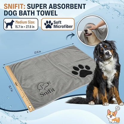 Dog Towel Keeps Your Pet Cozy After Every Use - Microfiber Towels for Drying Dogs & Cats – Quick & Efficient Grooming Gray Towel for Outdoor Play - Gently Dries Your Pet’s Fur 15.7X27.6in l Medium 5PK
