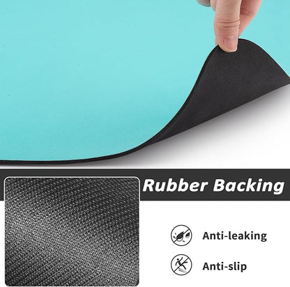 Dog Food Mat - Absorbent Cat Mat for Food and Water, No Stains Pet Feeding Bowl Mat, Easy to Clean Pet Placemats, Quick Dry Dog Water Dispenser Mat for Messy Drinkers | Teal 18"x34"