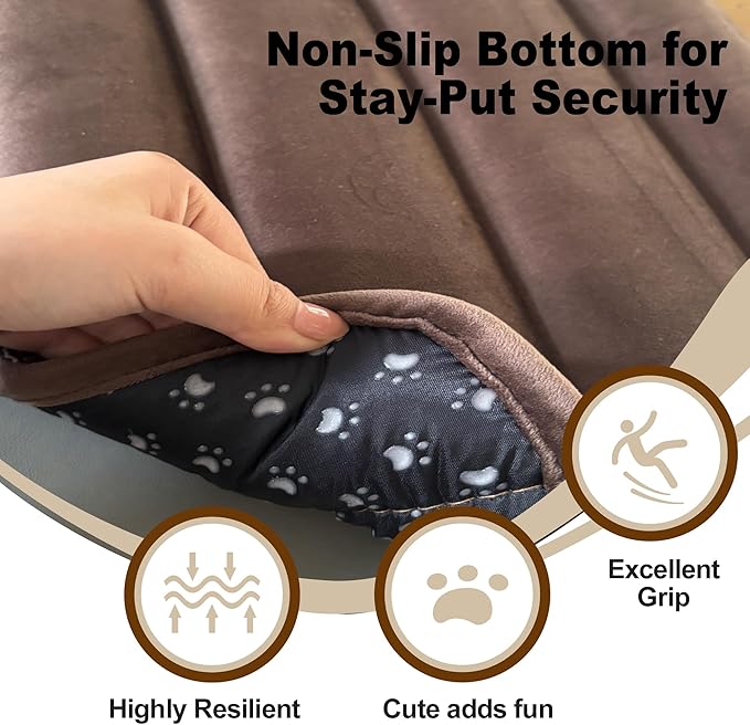 Dog Crate Pad, Ultra Soft & Anti-Slip Kennel Mat, Secure Fit for Metal Crates & Dog Cages, Washable Cozy Bed for Small Medium Large Dogs (Dark Brown, L(34"*20"*1.5"))