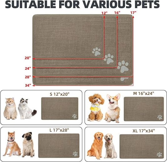 PUPTECK Dog Food Mat, Absorbent Pet Cat Feeding Mat for Food and Water Bowls, Anti-Slip Dog Placemat for Floors Waterproof, Pet Supplies Accessories, Khaki L
