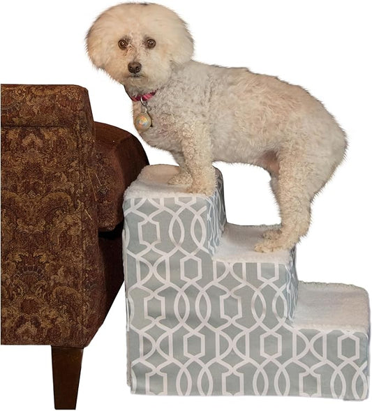 Pet Gear Pet Step III & IV Pet Stairs for Small Dogs and Cats up to 50 pounds, Lightweight, No Tools Required, 13 Colors to Choose from, Mist Trellis Soft Step, 3 Steps