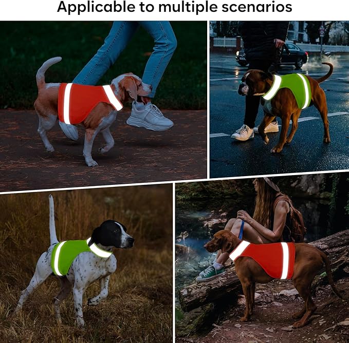 2 Pieces Dog Hunting Vest Reflective Safety Vest Adjustable,High Visibility Jacket Make Your Dog More Visible and Safety from Hunter (Fluorescent Green&Blaze Orange,M)
