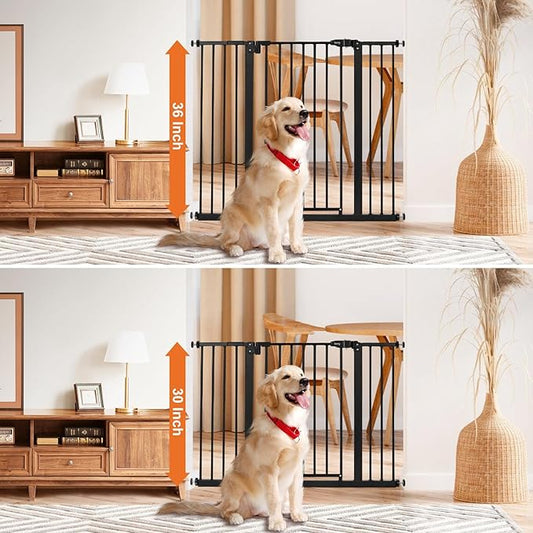 keny 36" Extra Tall Baby Gate for Stairs, 29"-42.5" Wide Auto Close Dog Gate, Pressure Mounted Easy Walk Through Pet Gate for Doorways, Durable Safety Stair Gate, Black