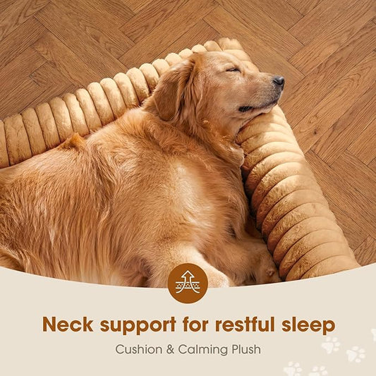 Elevated Dog Bed with Removable Bolster Cushion Mat, Raised Pet Cot for Medium Sized Dog with Breathable & Washable Mesh, Indoor & Outdoor Pet Hammock with Skid-Resistant Feet.