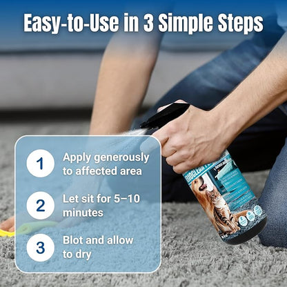 Bioclean Pet Carpet Cleaner & Deodorizer – Eliminates Pet Urine Smell, Stain & Odor Remover, No Residue, Made in USA – 32oz