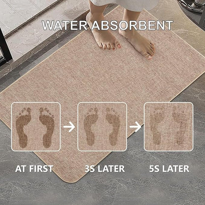 Indoor Door Mat, 1/10 in Ultra Thin Door Mat, Non-Slip Natural Rubber Backing Inside Doormat, Washable, Low-Profile Entrayway Mats, Durable Dirt Trapper for Various Entrance, 47''X24'' Khaki