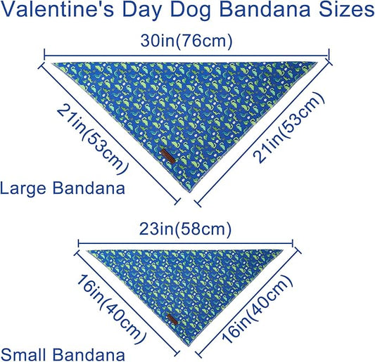Summer Dog Bandana, UP URARA PUP Dinosaur Triangle Bid Scarf for Medium Large Dogs, Cotton Kerchief for Girl Boy Puppies, Cute Summer BlueBandana,L