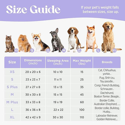 LE SURE Shown on TV Donut Large Dog Bed - XL Round Cat Beds Indoor Anti-Anxiety Calming Bed Present for Pets, Washable Cute Bed with Jacquard Shaggy Plush & Anti Slip Bottom, 36 Inch, Purple