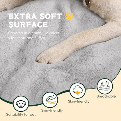 Dog Crate Pad 30 Inch, Washable Plush Crate Mat for Medium Dogs, Non Slip Kennel Pad for Metal Wire Crates, Cushioned Support for Indoor Use, Grey