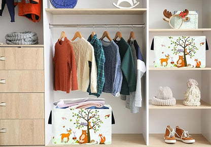 Rec Animals Print Box Hamper Storage Basket Collapsible Organizer Bin Gift Shelf Baskets for Home and Kitchen Storage