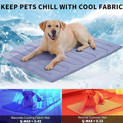 MARUNDA Dog Cooling Mat, No Need to Freeze Or Refrigerate This Cool Pet Pad Cat Mats- Keep Your Pet Cool, Machine Washable. ((51" x 37.5") XXL-Crate, Blue)