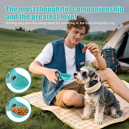 Portable Dog Water Bottle 10oz Stainless Steel Travel Dog Water Dispenser with Bowl No-Spill Puppy Water Bottle for Walking Hiking Small Dog Water Bottle, Includes Waste Bag Holder