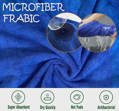 Dog Drying Coat - Fast Drying Dog Towel Robe - Microfiber Super Absorbent Pet Bathrobe, Adjustable Collar & Belly Strap Fast Drying Coat Pet Dog Cat Bath Robe Towel