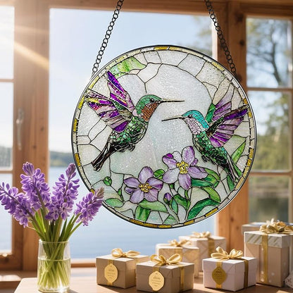 8″ Hummingbird Stained Glass Suncatcher, Stained Glass Window Hanging & Ornament, Window Decor, Holiday & Christmas Ornaments | Hummingbird Gifts, Gifts Ideas