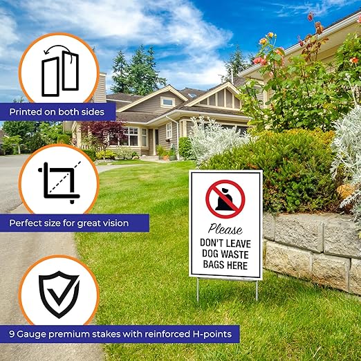 No Pets Allowed in Athletic Field Areas (2 Pack) Double Sided 9x12 Inches, Corrugated Plastic with Metal H Stake, Made in USA