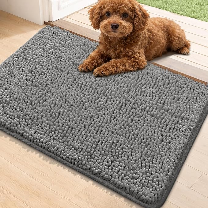 Bcoimo Super Absorbent Dog Door Mat, 30"*20" Anti Slip Mat for Muddy Paws, Pet Rugs for Dirty Paws Washable That Absorbs Moisture and Dirt, for Dog Cage and Pet Resting Carpet