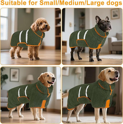 Bienbee Dog Bathrobe, Quick Drying Super Absorbent Dog Robes for After Bath, Warm Keeping Dogs Towel, Dogs Bath Supplies, Dark Green M