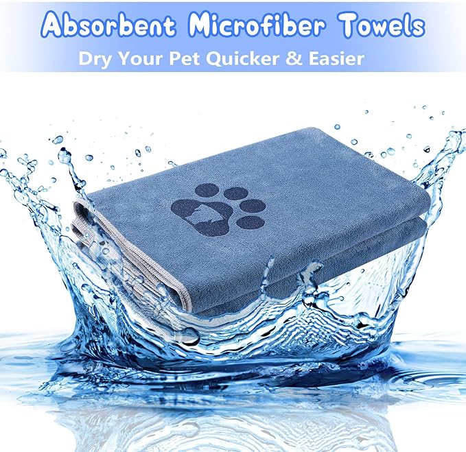 4 Pack Extra Large Dog Bath Towel for Drying Dogs 55×27" Super Absorbent Pet Towel, Microfiber Dog Grooming Towel for Small, Medium, Large Dogs and Cats, Dog Towel Set