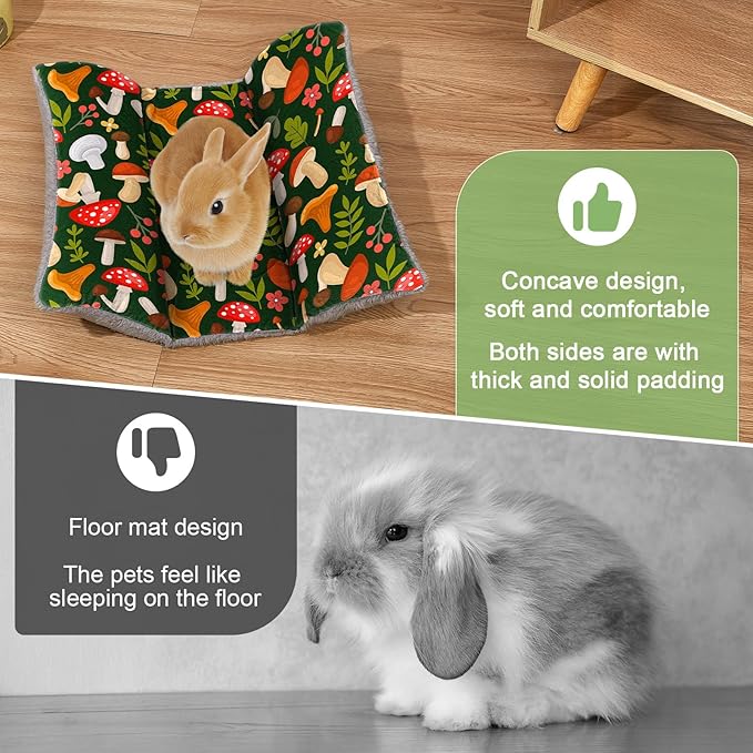 Rabbit Bed 18"X15"Thickened and Soft Bunny Bed Washable Cuddle Cushion Plush Mat Double-Sided Plush Small Pet Flop Mat Cotton Pillow for Rabbit