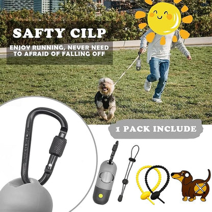 Dog Poop Waste Bags Holder with LED Flashlight|Cute Doggie Poo Bags Dispenser for Pet Leash|Trash Waste Bags Carrier with Potty Clip Fastener LR44 Button Cells Included (Grey, 2 Holder 30 Bags)