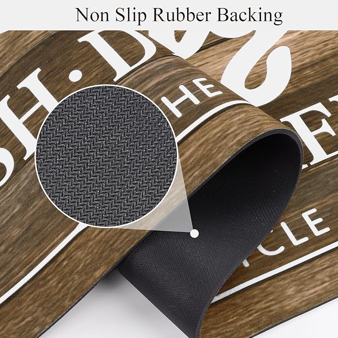 Pauwer Laundry Room Rug Runner 20"x60" Waterproof Rubber Laundry Mat Non Slip Kitchen Mats for Floor Washable Floor Mat Runner Rug for Farmhouse Mudroom Washroom Bathroom Decor
