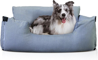 Johnear Dog Car Seat for Medium Large Dogs Under 100lbs Pet Travel Booster Seat with Detachable Waterproof Oxford Pad Bed Sofa for Car Back Seat Cushion with Safety Leash with 2 Pockets