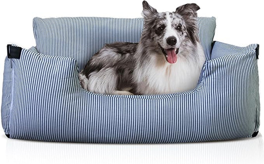 Johnear Dog Car Seat for Medium Large Dogs Under 100lbs Pet Travel Booster Seat with Detachable Waterproof Oxford Pad Bed Sofa for Car Back Seat Cushion with Safety Leash with 2 Pockets