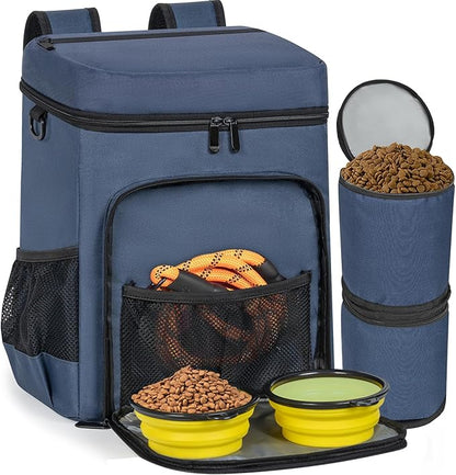 ANILD Dog Travel Bag Backpack, Flight-Ready TSA-Approved Dog Travel Bag with 2 Leak-Proof Food Canisters, 6 Foldable Silicone Bowls, Multi-Compartment Organizer for Hiking, Camping, Dog Mom Essentials