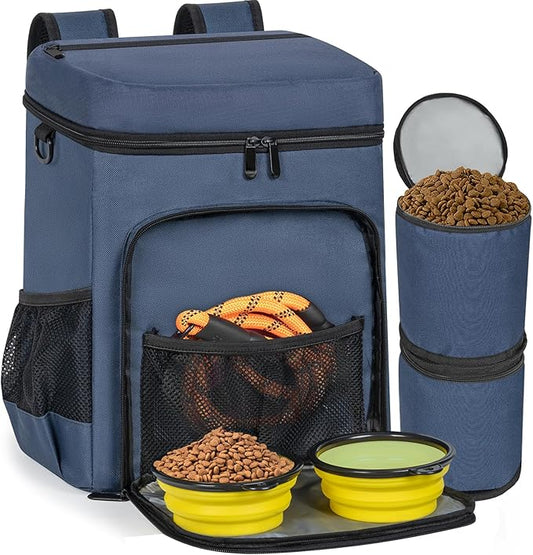 ANILD Dog Travel Bag Backpack, Flight-Ready TSA-Approved Dog Travel Bag with 2 Leak-Proof Food Canisters, 6 Foldable Silicone Bowls, Multi-Compartment Organizer for Hiking, Camping, Dog Mom Essentials