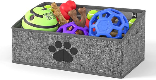 Mindspace Dog Toy Box Organizer - Dog Toy Bin for Dog Toy Storage, Dog Toy Basket for Pet Storage - Dog Treat Basket, Dog Toy Chest - Open Storage Box, Fabric Storage Bin | Oxford Collection (Paw)