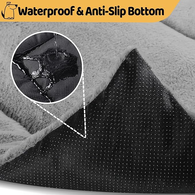 Dog Crate Pad Washable, Plush 24 x 18 Inch Anti-Slip Kennel Mat for Small Dogs, Puppies & Cats, Fits Wire or Metal Crates, Dark Grey